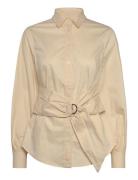 Lauren Ralph Lauren Tie-Front Cotton-Blend Shirt Kräm