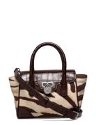 Lauren Ralph Lauren Prnt Cvs/Lg Croc Em-Tnnr Sm Schl-St Brun