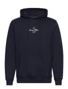 Tommy Hilfiger Outline Flag Script Hoodie Marinblå