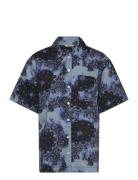 Monki Over D Short-Sleeved Cotton Poplin Shirt Blå