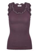 Rosemunde Rwbabette Sl U-Neck Long Lace Top Burgundy