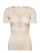 Rosemunde Rwbeatha Ss Regular W Button T-Shir Beige