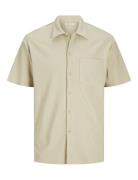 Jack & J S Jormykonos Plisse Resort Ss Shirt Beige