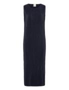 Calvin Klein Plisse Sl Midi Dress Marinblå
