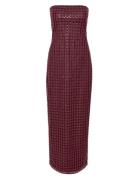 ROTATE Birger Christensen Beaded Maxi Tube Dress Burgundy