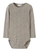 Name It Nmmwang Wool Needle Ls Body Solid Grå