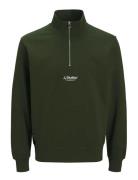 Jack & J S Jjesoho Sweat Quarter Zip Hn Noos Jnr Khaki Green