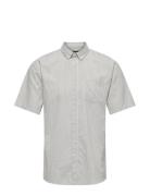 ONLY & SONS Onsremy Ss Slim Wash Stripe Oxford Shirt Grå