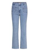 Mango Flared Cropped Jeans With Pockets Blå