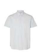 Selected Slhregnew-Linen Shirt Ss Classic W Blå