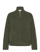Selected Slfsia Ras Ls Knit Zipper Cardigan Noos Khaki Green