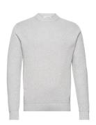 Selected Slhdane Ls Knit Structure Crew Neck Noos Grå