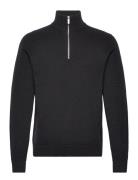 Selected Slhdane Ls Knit Structure Half Zip Noos Svart