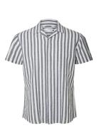 Selected Slhrelaxnew-Linen Shirt Ss Resort Blå
