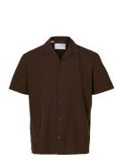 Selected Slhrelaxnew-Linen Shirt Ss Resort Brun