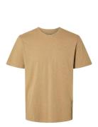 Selected Slhaspen Slub Ss O-Neck Tee Noos Beige