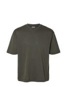 Selected Slhlooseoscar Ss O-Neck Tee Noos Grön