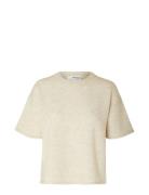 Selected Slfmaline-Liliana 2/4 Knit O-Neck Noos Beige