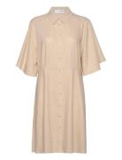 Selected Slfgulia 2/4 Short Shirt Dress D Beige