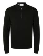 Selected Slhberg Ls Half Zip Polo Noos Svart