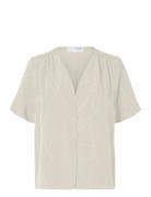Selected Slfdimitra Ss Jacquard Top B Kräm