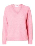 Selected Slflulu New Ls Knit V-Neck B Noos Rosa