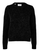 Selected Slfsia Ras Ls Knit O-Neck Noos Svart