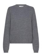 Selected Slfana Ls Knit O-Neck Noos Grå