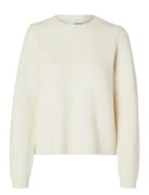 Selected Slfana Ls Knit O-Neck Noos Kräm