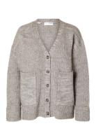 Selected Slfalva Ls Knit Cardigan Grå