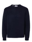 Selected Slhcody Ls Knit Relaxed Crew Neck Noos Marinblå
