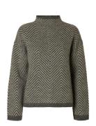 Selected Slflulu Ls Herringb Knit High Neck Grå