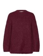 Selected Slfgabella Ls Knit O-Neck Camp Burgundy