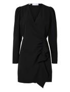 Selected Slfsine Ls Short Ruffle Dress B Svart