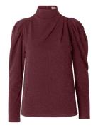 Selected Slfmarwa Ls High Neck Top Burgundy