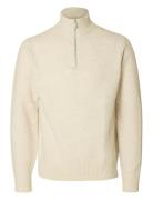 Selected Slhrai Ls Knit Half Zip Kräm