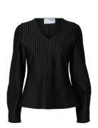 Selected Slfpennie Ls V-Neck Top Svart