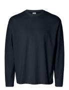 Selected Slhlooseoscar Ls O-Neck Tee Noos Marinblå