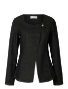 Selected Slfcora U-Neck Fitted Denim Blazer Svart