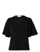 Selected Slftenny Ss V-Neck Top Noos Svart
