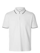 Selected Slhfave Sport Zip Ss Polo Noos Vit