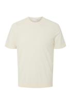 Selected Slhtray Ss Knit Merino Crew Neck Noos Kräm
