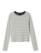 LMTD Nlfhinaja Ls Stripe Short S Top Noos Vit
