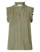Selected Slfviva Sl Sun Ruffle Top Noos Grön