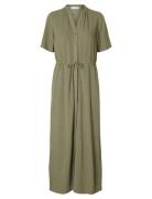 Selected Slfviva-Damina Ss Ankle Sun Dress Noos Grön