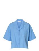 Selected Slfblair Ss Cropped Shirt B Blå