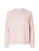 Selected Slflulu Ls Knit O-Neck Noos Rosa