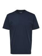Selected Slhcolman Ss O-Neck Tee Noos Marinblå