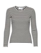 Selected Slfanna Ls Crew Neck Tee Str S Svart