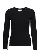 Selected Slfanna Ls Crew Neck Tee S Noos Svart